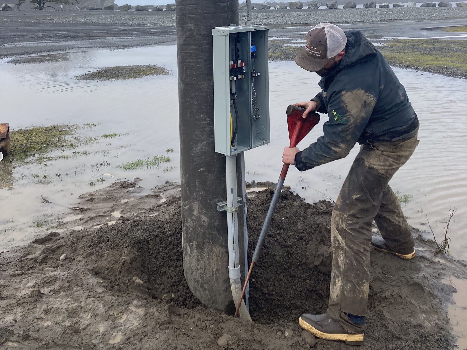 Army Corp of Engineers Pole Replacement, high voltage, LaPush WA