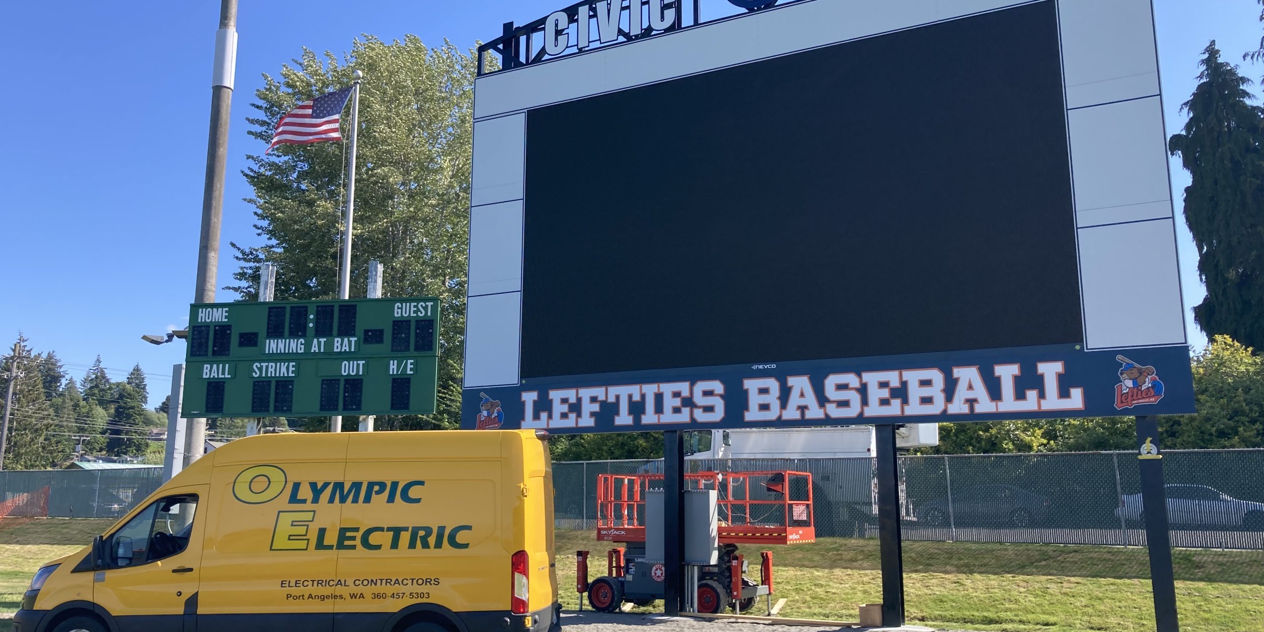 Olympic Electric works with City of Port Angeles to install a new scoreboard at Civic Field