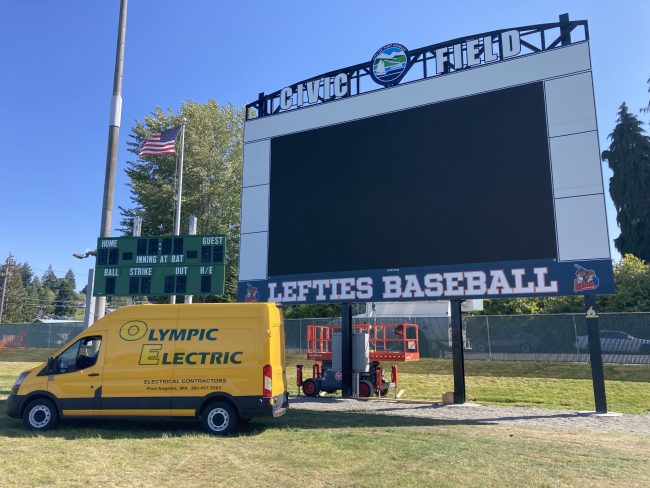 Olympic Electric works with City of Port Angeles to install a new scoreboard at Civic Field