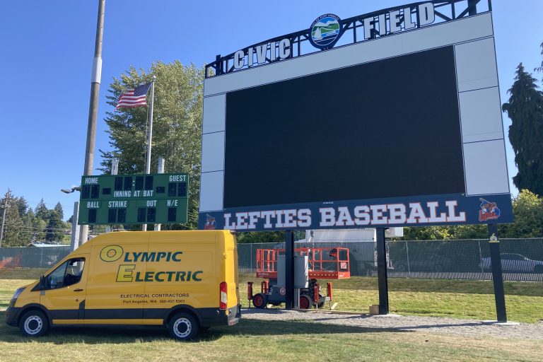 Olympic Electric works with City of Port Angeles to install a new scoreboard at Civic Field